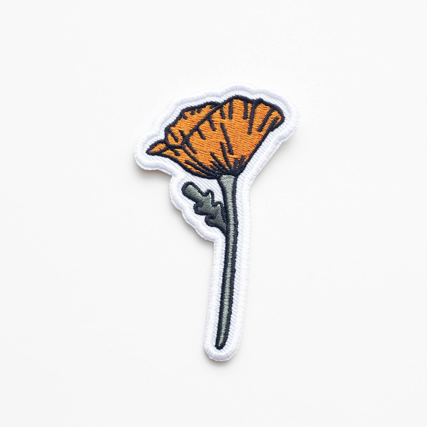 Blooming Poppy Embroidered Iron on Patch - California Flower: Yes