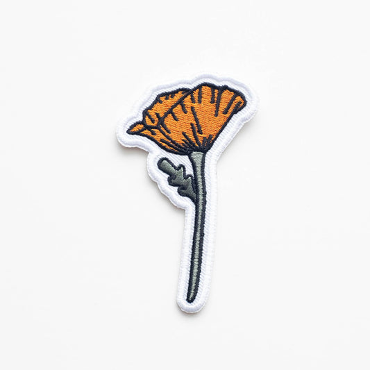 Blooming Poppy Embroidered Iron on Patch - California Flower: Yes