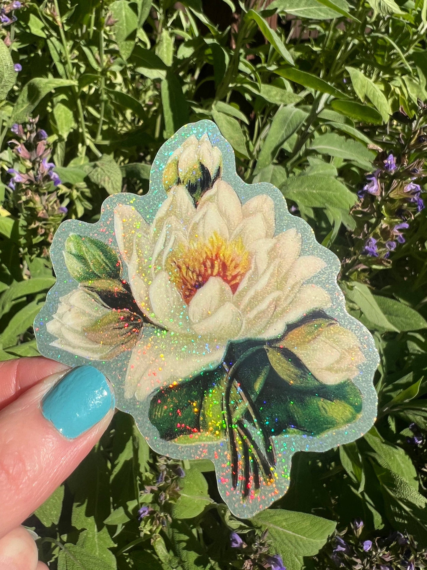 White Lotus Flower STICKER 3 Inch
