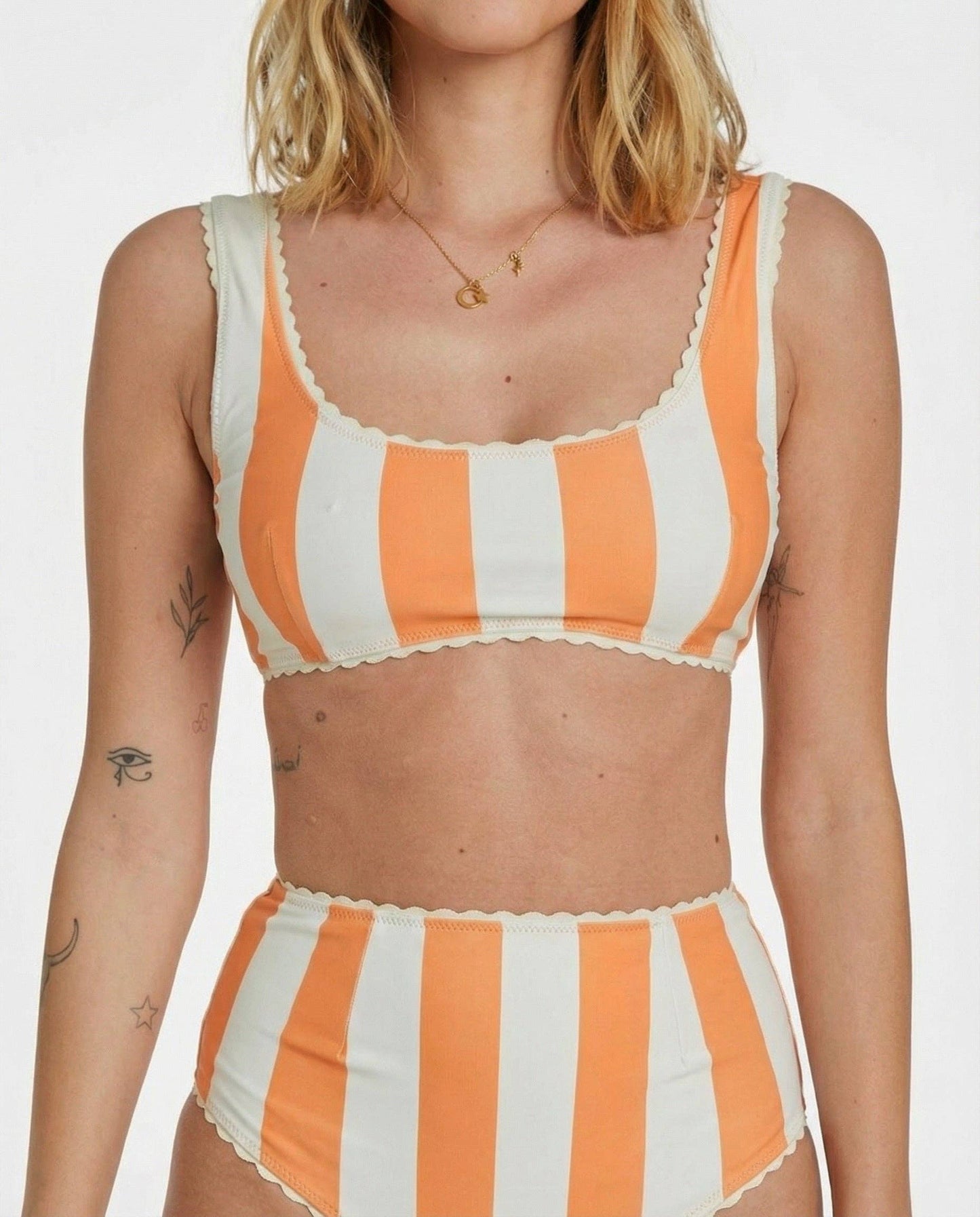 Cabana Stripe Bikini (Orange Poppy) Top