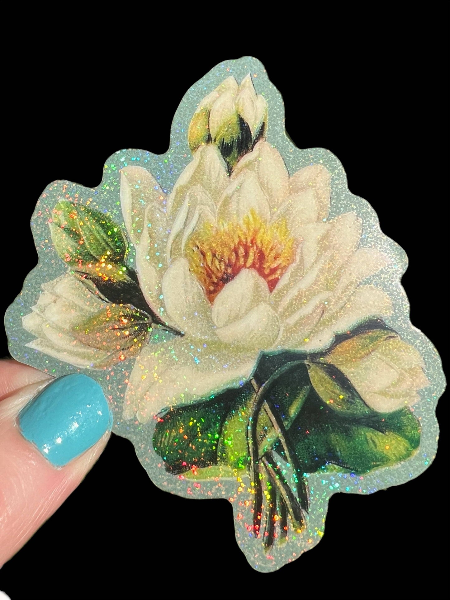 White Lotus Flower STICKER 3 Inch