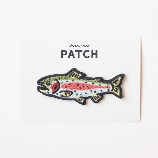 Rainbow Trout Embroidered Iron on Patch: Yes