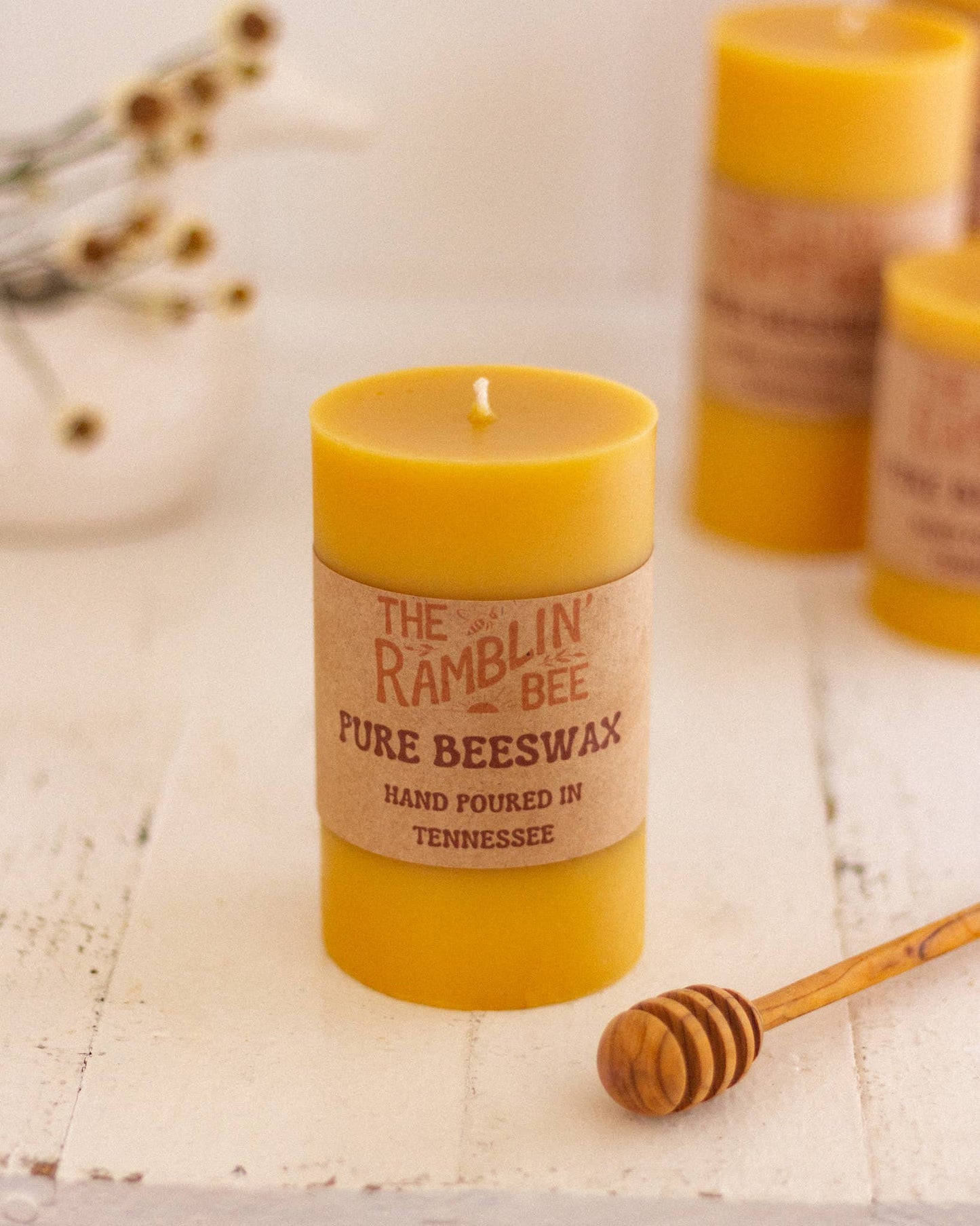 Beeswax Pillar Candle: 3'' x 6''