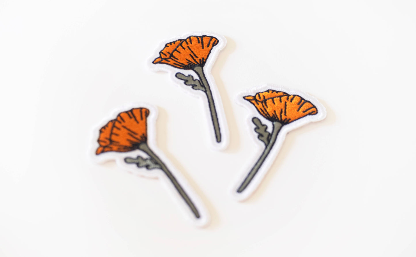 Blooming Poppy Embroidered Iron on Patch - California Flower: Yes