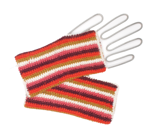 Alpaca Arm Warmers with Metallic Fibers & Colorful Stripes: Bubblegum