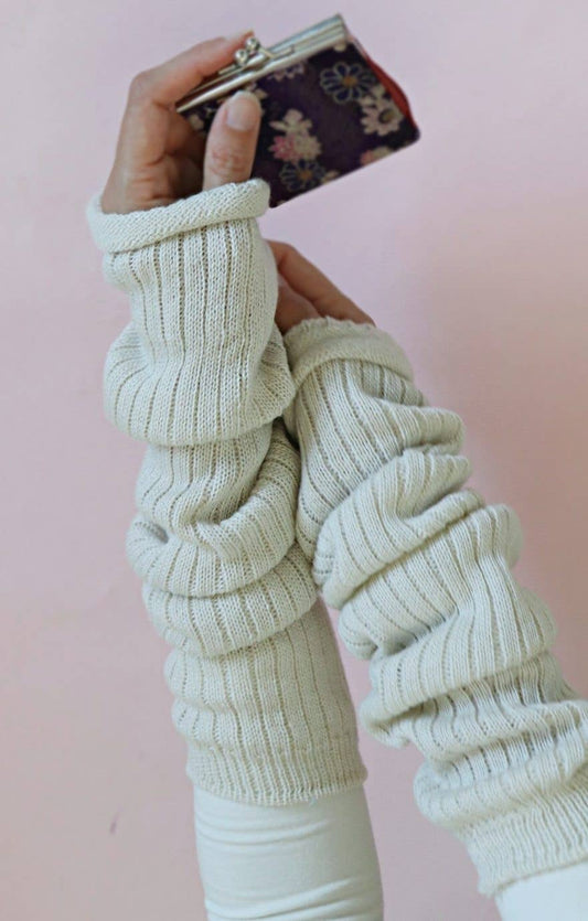Wool Blend Arm Warmers / Leg Warmers: Ivory / One Size (20 inches)