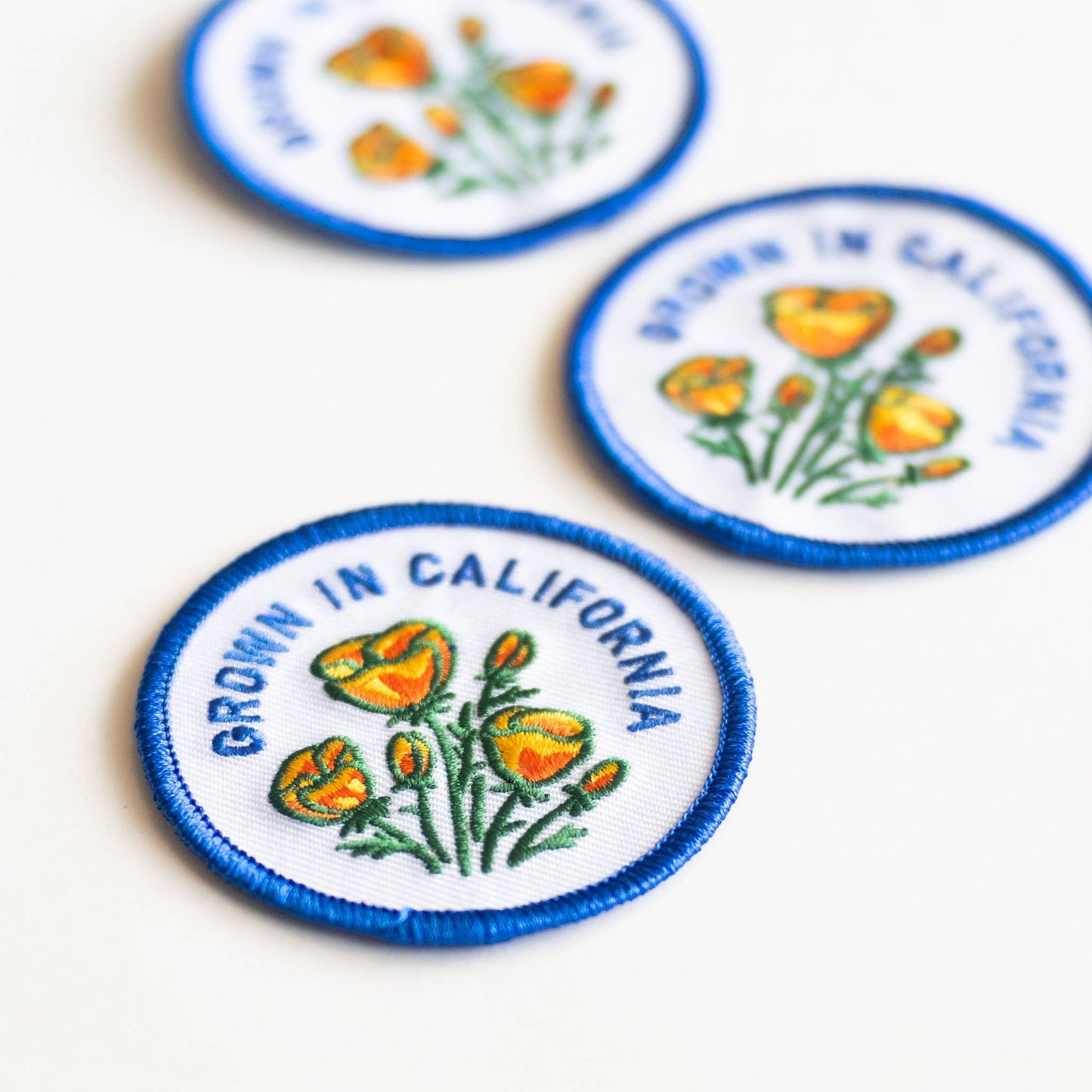 Grown In California Embroidered Iron on Patch - Golden Poppy: Yes