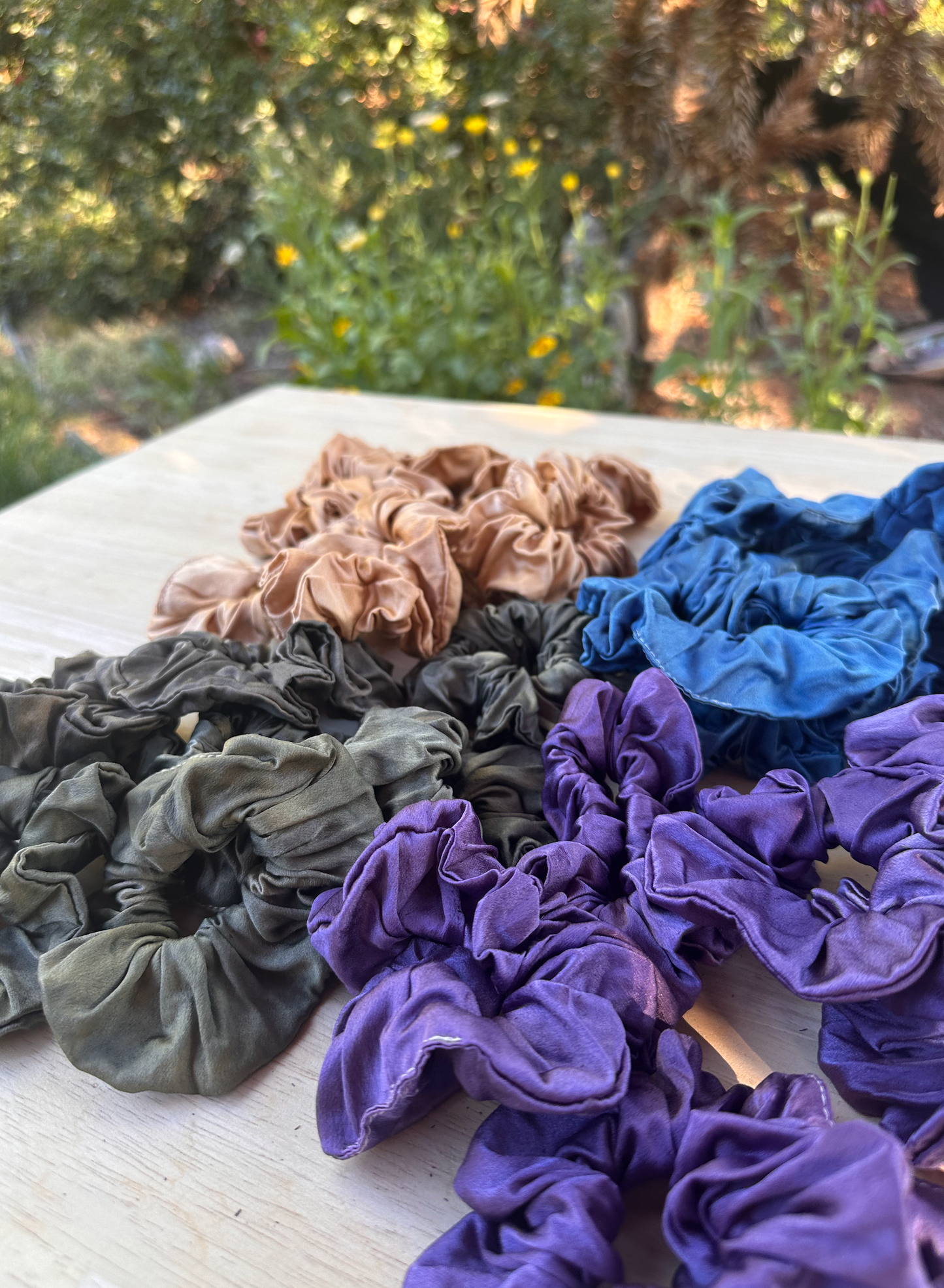 Plant Dyed Silk Scrunchies - 3 sizes - 10 colors: Pansy / Classic