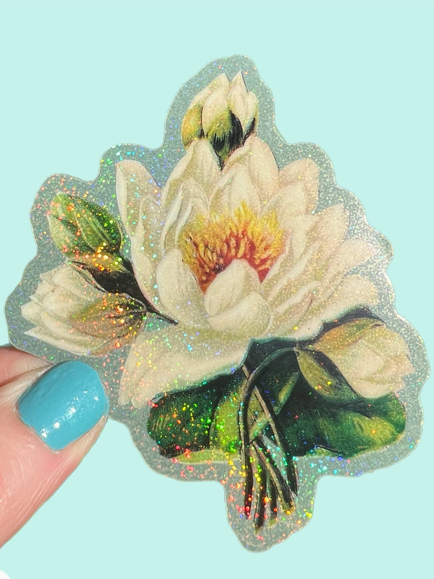 White Lotus Flower STICKER 3 Inch