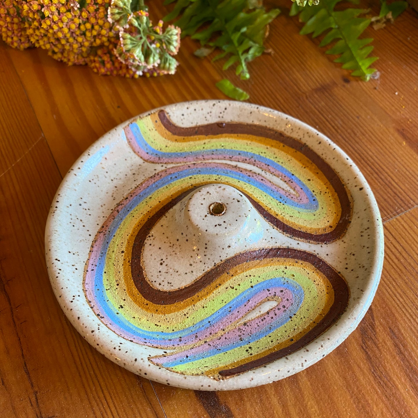 Rainbow Swirl Incense Dish- Staples Ceramics