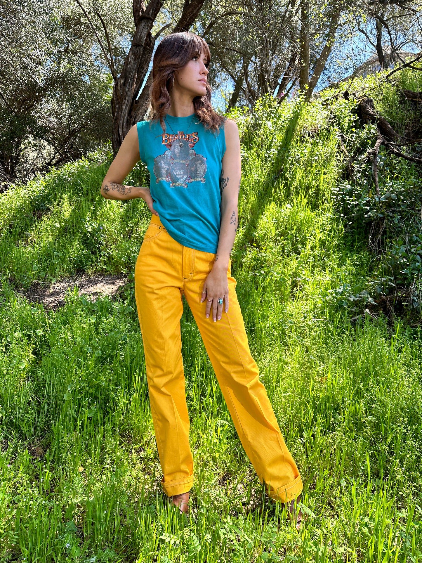 70s Landlubber Yellow Cargo Pants - Dead-stock with tags